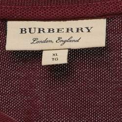 Burberry Dark Red Logo Embroidery Cotton Pique Polo T-Shirt XL