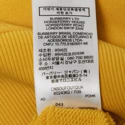 Burberry Yellow Logo Emboss Print Cotton Robson Hooded Sweatshirt L
