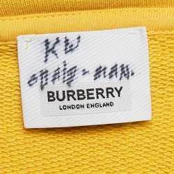 Burberry Yellow Logo Emboss Print Cotton Robson Hooded Sweatshirt L