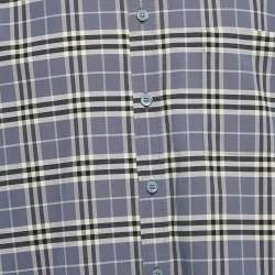 Pre Owned Burberry Blue Checks Cotton Long Sleeve Shirt XXXL