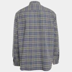 Pre Owned Burberry Blue Checks Cotton Long Sleeve Shirt XXXL