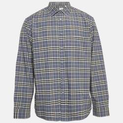 Burberry Blue Checks Cotton Long Sleeve Shirt XXXL