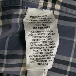 Pre Owned Burberry Blue Checks Cotton Long Sleeve Shirt XXXL