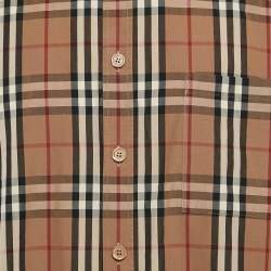 Pre Owned Burberry Beige Checks Cotton Long Sleeve Shirt XXXL