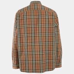 Pre Owned Burberry Beige Checks Cotton Long Sleeve Shirt XXXL
