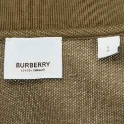 Pre Owned Burberry Olive Green Cotton Pique Polo T-Shirt L