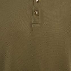 Pre Owned Burberry Olive Green Cotton Pique Polo T-Shirt L