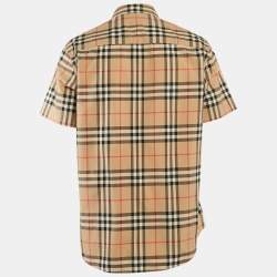Burberry Beige Tartan Check Cotton Half Sleeve Shirt L