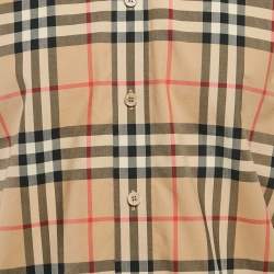 Burberry Beige Tartan Check Cotton Half Sleeve Shirt L