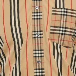 Burberry Beige Tartan Check Cotton Button Front Shirt M