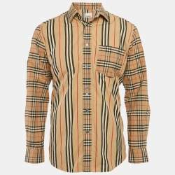 Burberry Beige Tartan Check Cotton Button Front Shirt M