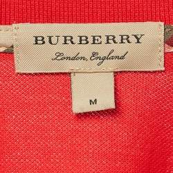 Burberry Red Cotton Pique Polo Long Sleeve T-Shirt M