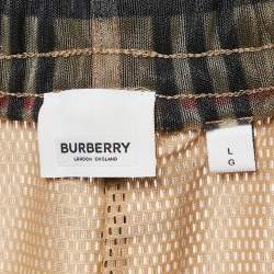 Pre Owned Burberry Beige Vintage Check Tawney Mesh Shorts L