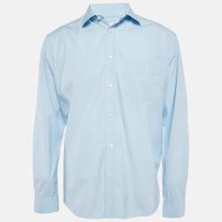 Burberry Blue Cotton Button Front Shirt XL