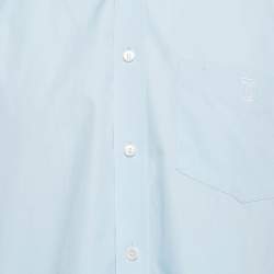 Pre Owned قميص بربري أزرار أمامية قطن أزرق مقاس كبير جداً