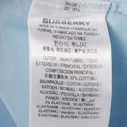 Pre Owned قميص بربري أزرار أمامية قطن أزرق مقاس كبير جداً