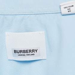 Pre Owned قميص بربري أزرار أمامية قطن أزرق مقاس كبير جداً