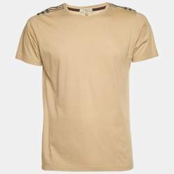 Burberry Beige Novacheck Shoulder Patch Detail T-Shirt M
