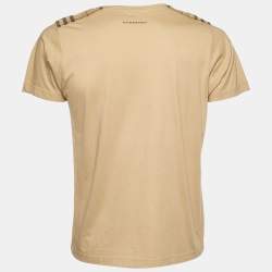 Burberry Beige Novacheck Shoulder Patch Detail T-Shirt M