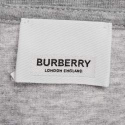 Pre Owned Burberry Grey Melange TB Embroidered Jersey Parker T-Shirt L