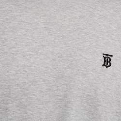 Pre Owned Burberry Grey Melange TB Embroidered Jersey Parker T-Shirt L
