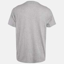 Pre Owned Burberry Grey Melange TB Embroidered Jersey Parker T-Shirt L