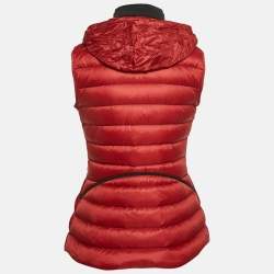 Burberry Dark Red Nylon Zip-Up Puffer Gilet S