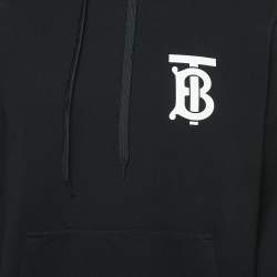 Burberry Black Logo Print Cotton Hooded Sweatshirt M