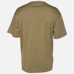 Burberry Olive Green Cotton Fenson Square Logo T-Shirts L