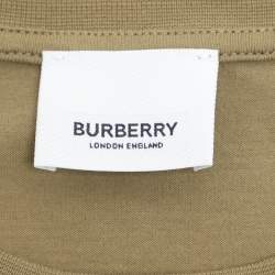 Burberry Olive Green Cotton Fenson Square Logo T-Shirts L