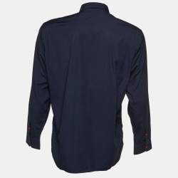 Burberry Navy Blue Cotton Button Front Shirt XL