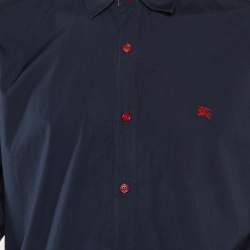 Burberry Navy Blue Cotton Button Front Shirt XL