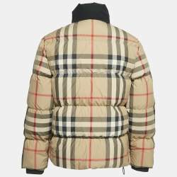 Burberry Beige Tartan Synthetic Kilham Down Jacket XS