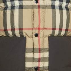 Burberry Beige Tartan Synthetic Kilham Down Jacket XS