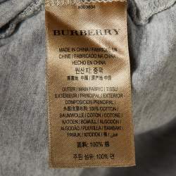Burberry Grey Cotton V-Neck T-Shirt XXL