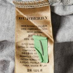 Burberry Grey Cotton V-Neck T-Shirt XXL