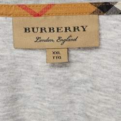 Burberry Grey Cotton V-Neck T-Shirt XXL