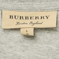 Burberry Grey Logo Embroidered Jersey T-Shirt L