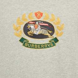 Burberry Grey Logo Embroidered Jersey T-Shirt L