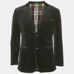 Burberry Black Label Black Velvet Tailored Blazer L