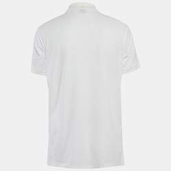Burberry White Logo Print Cotton Pique Polo T-Shirt M