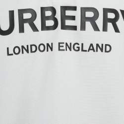 Burberry White Logo Print Cotton Pique Polo T-Shirt M