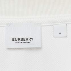 Burberry White Logo Print Cotton Pique Polo T-Shirt M