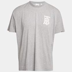 Burberry Grey Logo Print Jersey T-Shirt L