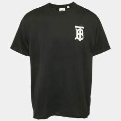 Pre Owned Burberry Black TB Print Jersey Crewneck T-Shirt L
