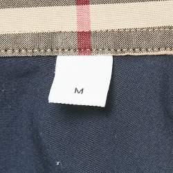 Burberry Navy Blue Cotton Nova Check Cuffed Long Sleeve Shirt M
