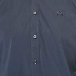 Burberry Navy Blue Cotton Nova Check Cuffed Long Sleeve Shirt M
