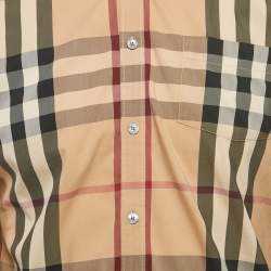 Pre Owned Burberry Beige Checkered Cotton Full Sleeve Shirt M