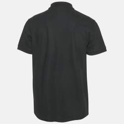 Burberry Black Logo Embroidered Cotton Polo T-Shirt L