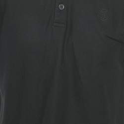 Burberry Black Logo Embroidered Cotton Polo T-Shirt L